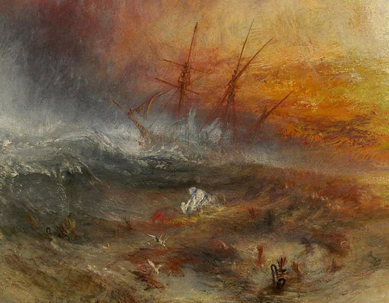 Cropped Section of Slavers Throwing Overboard the Dead and Dying - Typhoon Coming On